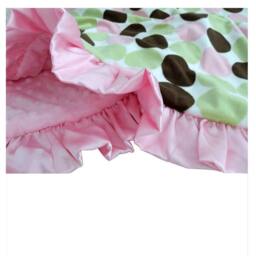 Personalized Minky Baby Blanket, Retro Dot Print, Pink Ruffle - thumbnail 2