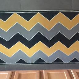 Chevron Canvas Floorcloth/Hand Painted - thumbnail 2