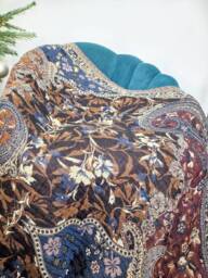 Merino Boiled Pure Wool Handmade Sofa/Bed Hygge Lounge Warm Cosy Paisley Persian Elegant Jamamvar Throw Vibrant Colour Red Rust Black Brown - thumbnail 1