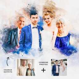 Personalised Wedding Portrait, Painting From Photo, Custom Watercolour Print, Couple Anniversary, Handmade Illustration, Gift Her Him [Fbk] - thumbnail 3