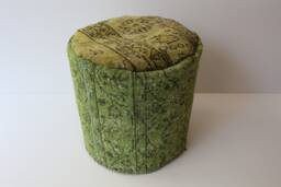 Green Kilim Pouf, Vintage Wool Ottoman, Tribal Floor Cushion - thumbnail 1