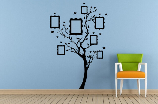 Big Family Tree Picture Frame Birds Floral Flower Pattern Window Wall Decal Vinyl Sticker Mural Room Decor L1729 - image 1