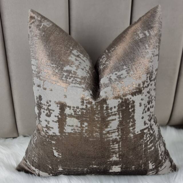 Glamorous Luxury Cushion Cover Bronze Brown Fabric Handmade Pillow Cover For Sofa & Bed Styling Velvet Abstract Style Pillow Case Euro Sham - image 1
