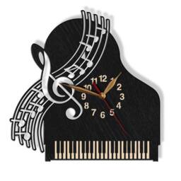 Wall Clock Piano Personalized Wood Non-Ticking Large 12-18Inch, Teacher Appreciation Gift, Musician Studio Decor - thumbnail 4