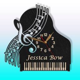 Wall Clock Piano Personalized Wood Non-Ticking Large 12-18Inch, Teacher Appreciation Gift, Musician Studio Decor - thumbnail 3