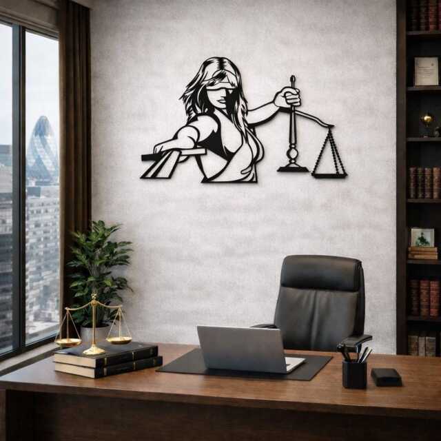 Themis Goddess Of Justice Metal Wall Art, Lawyer Office Decor, Law Firm Sculpture, Legal Symbol Art - image 1