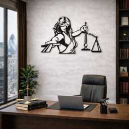Themis Goddess Of Justice Metal Wall Art, Lawyer Office Decor, Law Firm Sculpture, Legal Symbol Art