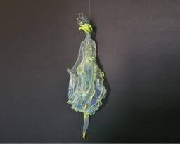 Lady & Wave Wire Mesh Sculpture. Ooak