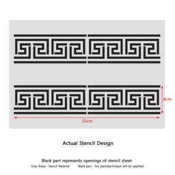 Greek Key Side Border Stencil #2 Reusable Template For Crafting Wall Diy Decor - thumbnail 3