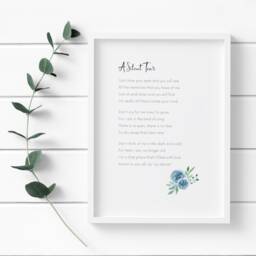 Sympathy Gift - A Silent Tear Poem Print - Unframed Sorry For Your Loss Condolences Present Remembrance & Memorial Funeral Sign - thumbnail 1