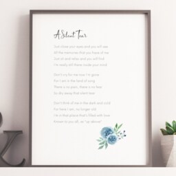 Sympathy Gift - A Silent Tear Poem Print - Unframed Sorry For Your Loss Condolences Present Remembrance & Memorial Funeral Sign - thumbnail 3