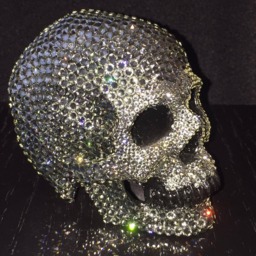 Mini Resin Human Skull Covered in Silver Night Swarovski Crystals - thumbnail 4