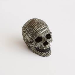 Mini Resin Human Skull Covered in Silver Night Swarovski Crystals - thumbnail 2