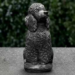 Concrete Poodle Statue Stone Dog Sculpture Outdoor Pet Decoration Handmade Ornament Front Door Figurine Lover Gift Yard Art - thumbnail 1