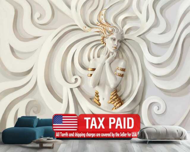Wallpaper, 3D Medusa Sculpture Wall Decal, Easy-Install Peel & Stick Art - image 1