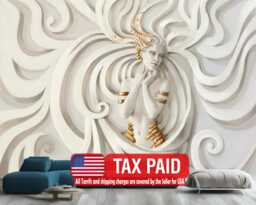Wallpaper, 3D Medusa Sculpture Wall Decal, Easy-Install Peel & Stick Art - thumbnail 1
