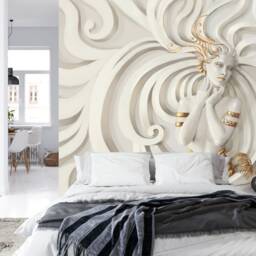 Wallpaper, 3D Medusa Sculpture Wall Decal, Easy-Install Peel & Stick Art - thumbnail 3