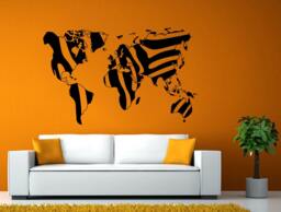 World Map Zebra Lines Wall Or Window Sticker Decal Vinyl Fathead Mural Decor L1972 - thumbnail 1
