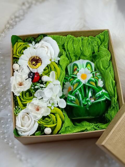 Carved Candles Small Gift Box Mother's Day Wedding Birthday Valentine's Home Flower Bouquet Luxury Handmade Soap Petalrose - image 1
