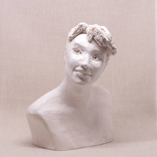 Handmade Ceramic Young Male Bust Expressive Italian Clay Sculpture - image 1