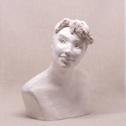 Handmade Ceramic Young Male Bust Expressive Italian Clay Sculpture - thumbnail 1