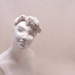 Handmade Ceramic Young Male Bust Expressive Italian Clay Sculpture - thumbnail 4