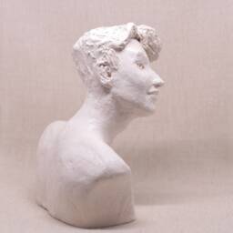 Handmade Ceramic Young Male Bust Expressive Italian Clay Sculpture - thumbnail 3
