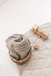 Beige Waffle Linen Baby Blanket Soft Nursery Throw