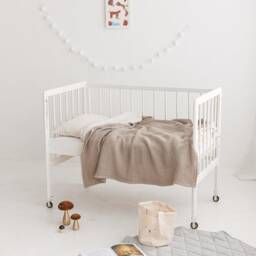 Beige Waffle Linen Baby Blanket Soft Nursery Throw - thumbnail 3