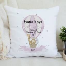 Personalised New Baby Cushion - Born Gifts Nursery Decor Congratulations Shower Gift Girl -Baby Boy - thumbnail 2