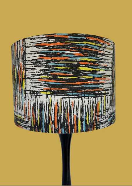 Vintage Fabric Covered Lampshade - Multi - image 1