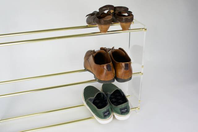 Brass & Glass Large - Shoe Rack Shelf Multiple Sizes - image 1