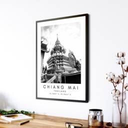 Chiang Mai Temple Print Minimalist Thailand Travel Art - thumbnail 2