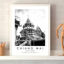 Chiang Mai Temple Print Minimalist Thailand Travel Art - thumbnail 3
