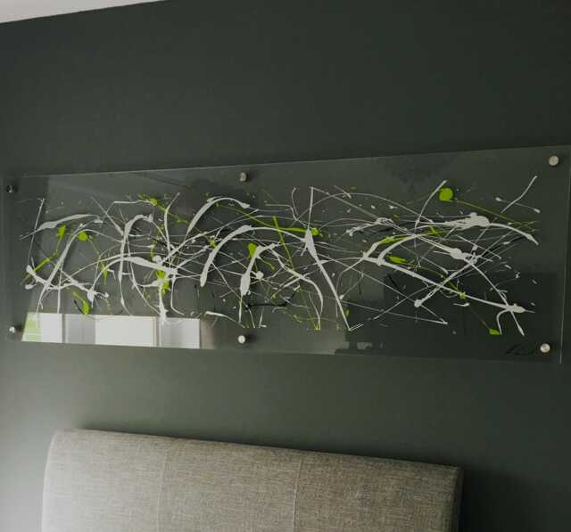 Lime Green Abstract Wall Art, Modern Acrylic Painting By Ben Ashford - image 1