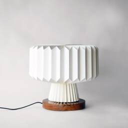 Brownfolds White Origami Table Lamp Merrygo Paper Lampshade With Teak Wood Base - thumbnail 3