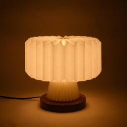Brownfolds White Origami Table Lamp Merrygo Paper Lampshade With Teak Wood Base - thumbnail 2