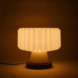 Brownfolds White Origami Table Lamp Merrygo Paper Lampshade With Teak Wood Base - thumbnail 4