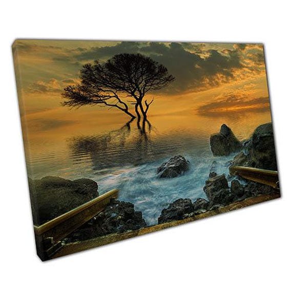 Fantasy Sea Tracks Canvas Wall Art Ready To Hang Home Office Decor - image 1