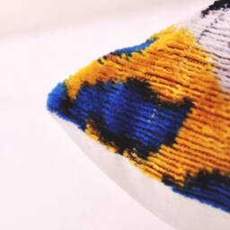 Luxury Silk Velvet Ikat Pillow Cover, Handloom Accent Decor - thumbnail 3