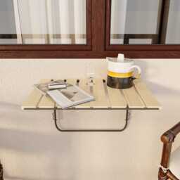 Wall Mounted Pine Wood Balcony Table Space Saver Folding Bar - thumbnail 2