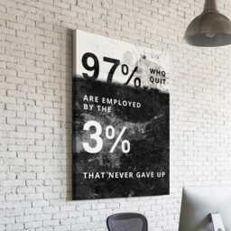 97% Who Quit Employed By Never Gave Up Quote Motivational Inspirational, Framed Canvas Wall Art Poster Print, Home Office & Room Decor, Gift - thumbnail 1