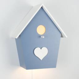Handmade Wooden Birdhouse Wall Lamp - Personalized Kids Room Nursery Gift - thumbnail 3