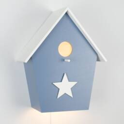 Handmade Wooden Birdhouse Wall Lamp - Personalized Kids Room Nursery Gift - thumbnail 2