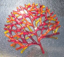 Fused Glass Coral Wall Decor, Red Amber Sea Life Art - thumbnail 1