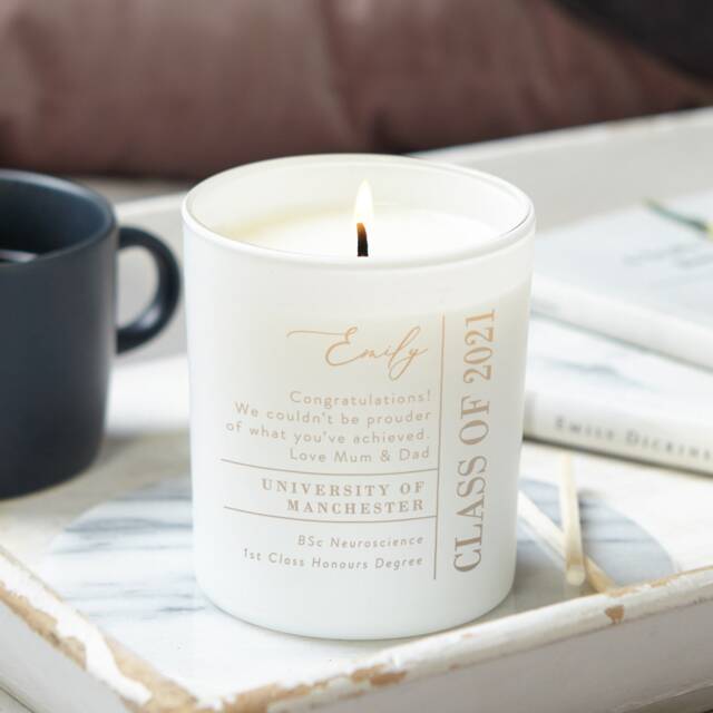 Personalised Graduation Candle Gift Engraved Class Of Year Keepsake - image 1