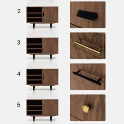 Mid-Century Sideboard, Dresser, Commode, Credenza Made Of Walnut Vaneer - Livlo O-S16 - thumbnail 3