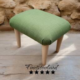 Lime Green Footstool Small Upholstered Low Stool With Wooden Legs, S - thumbnail 1