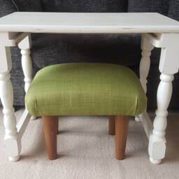 Lime Green Footstool Small Upholstered Low Stool With Wooden Legs, S - thumbnail 2