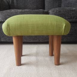 Lime Green Footstool Small Upholstered Low Stool With Wooden Legs, S - thumbnail 4